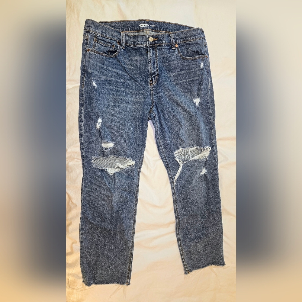 Old Navy Women's Distressed Boyfriend Jeans - Blue